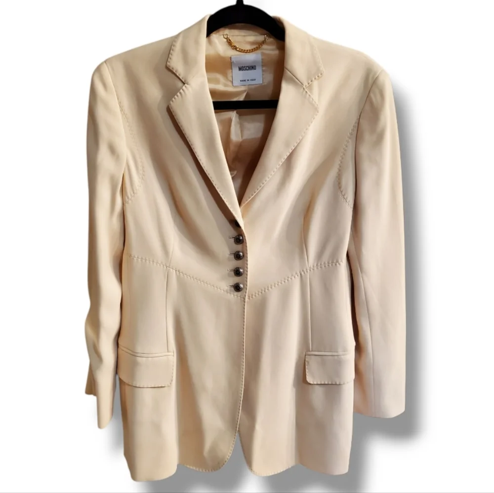 MOSCHINO Single Breast 5 Button Tailored Y2K Notch Lapel Vintage Stitch Blazer - Picture 2 of 15